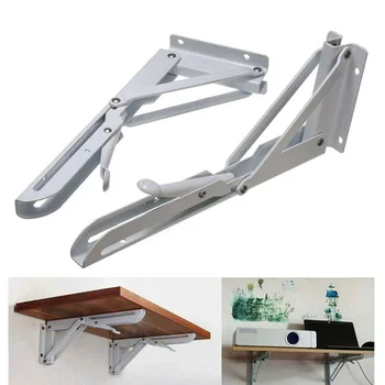 2pcs Folding Angle Bracket Stainless Steel Triangle Table Shelf Wall Mounted Motorhome Caravan Table Furniture Hardware Brackets