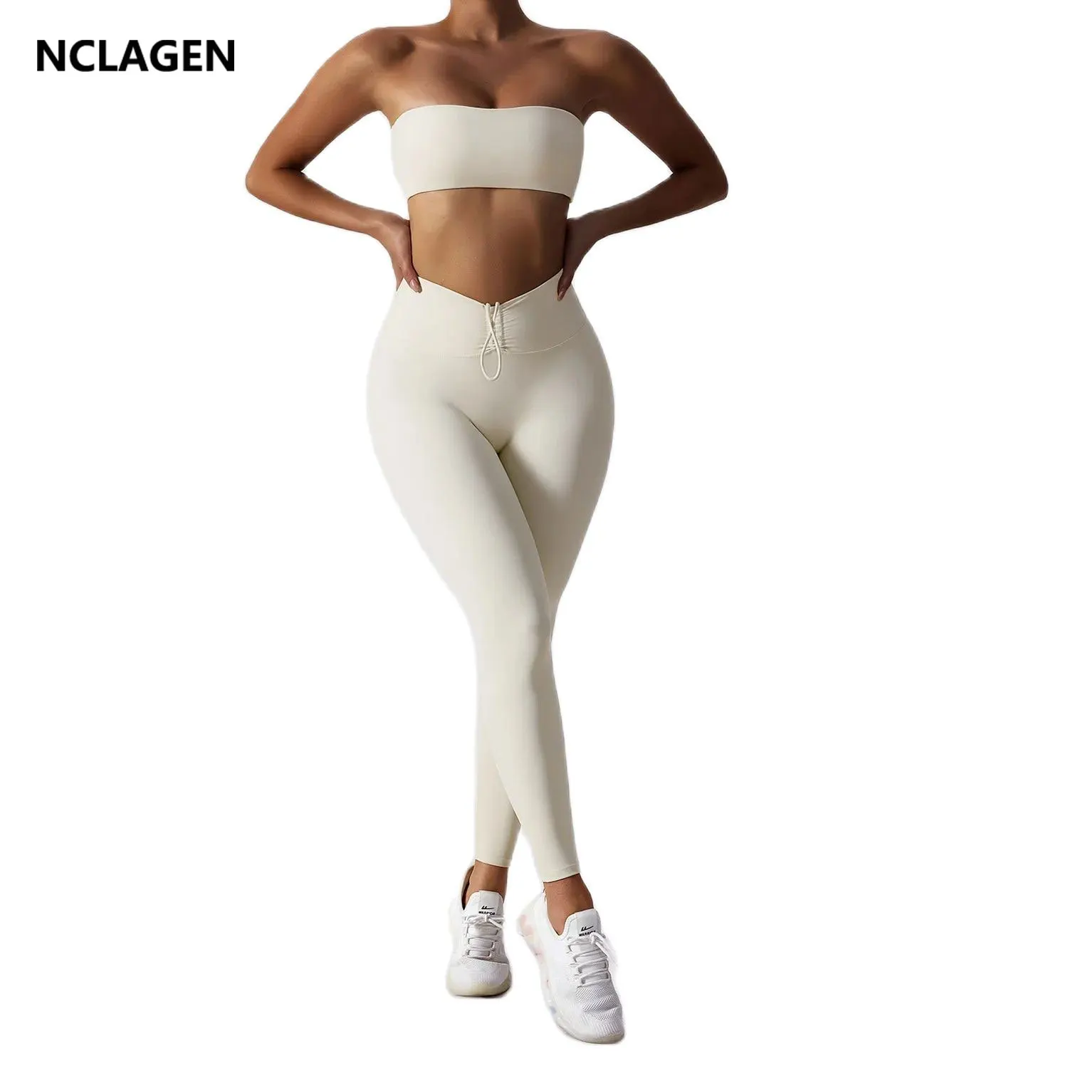

NCLAGEN Yoga Set For Female Sexy Sports Suit Training Fitness Bra And Pants Gym Dry Fit Push-up Tube Top Tights Women Sportwear