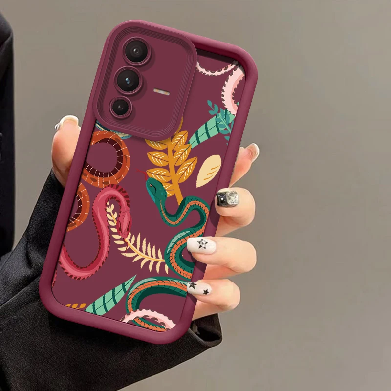 Роскошный чехол для телефона с принтом под змеиную кожу для Vivo V70 FE V60 Lite V50 V40 Pro V30 SE V30E V29E V29 V27E, силиконовый матовый противоударный чехол (art.: 3920db0fa9614) - 3920db0fa9614