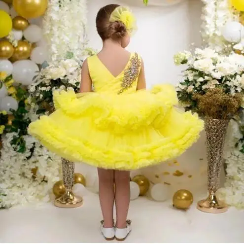 

Gorgeous Puffy Flower Girl Dresses Puffy Party Gown Princess Birthday Pageant Dress Robe De Demoiselle Custom Color