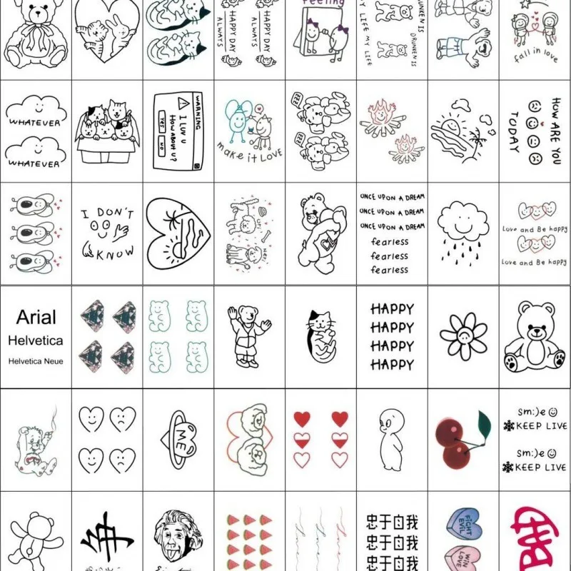 

48pcs Temporary Tatto Stickers Cute Bear Love Flower Cherry Lovely for Women Girls Kids Waterproof Transfer Fake Tattos Body Art