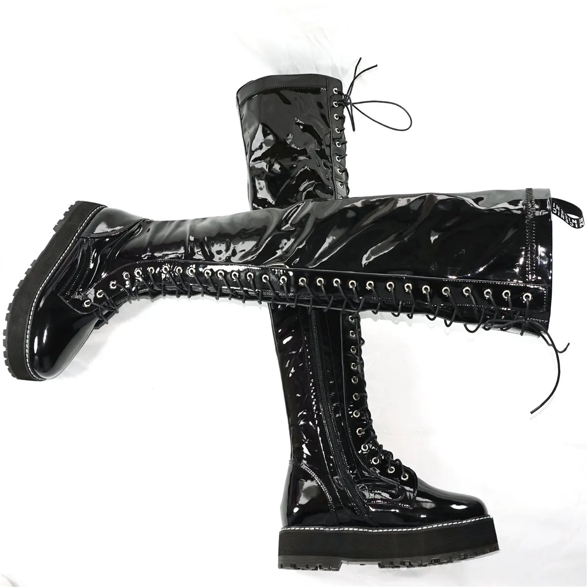 Winter Thigh High Creepers Women Lace Up Med Heel Over The Knee High Snow Boots Female Chunky Platform Pumps Shoes Casual Shoes