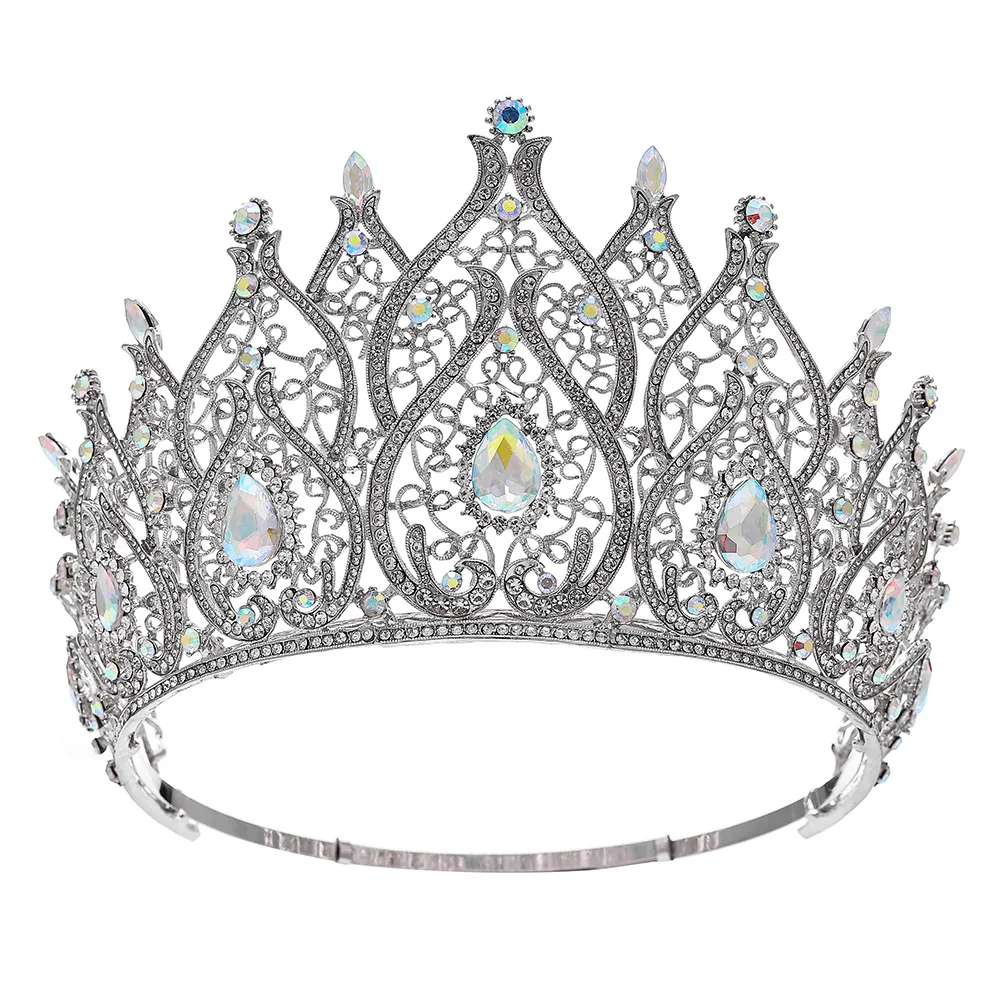 

Big Miss Universe Bridal Crowns Crystal Large Round Tiaras Queen Wedding Party Stage Show Hair Accessories