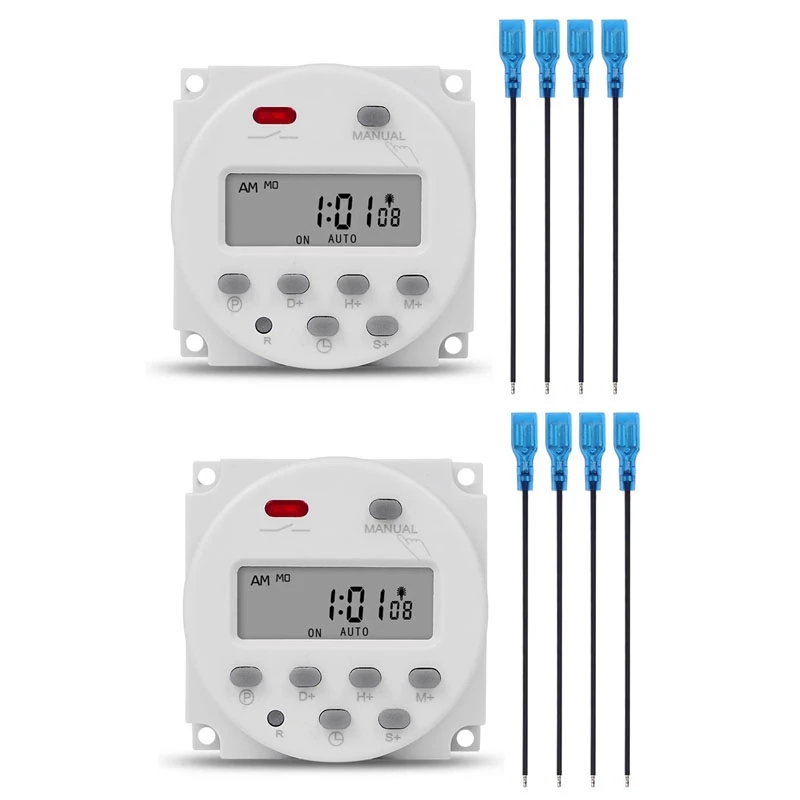 

2X SINOTIMER 1 Second Interval 12V Digital LCD Timer Switch 7 Days Weekly Programmable Time Relay Programmer CN101S