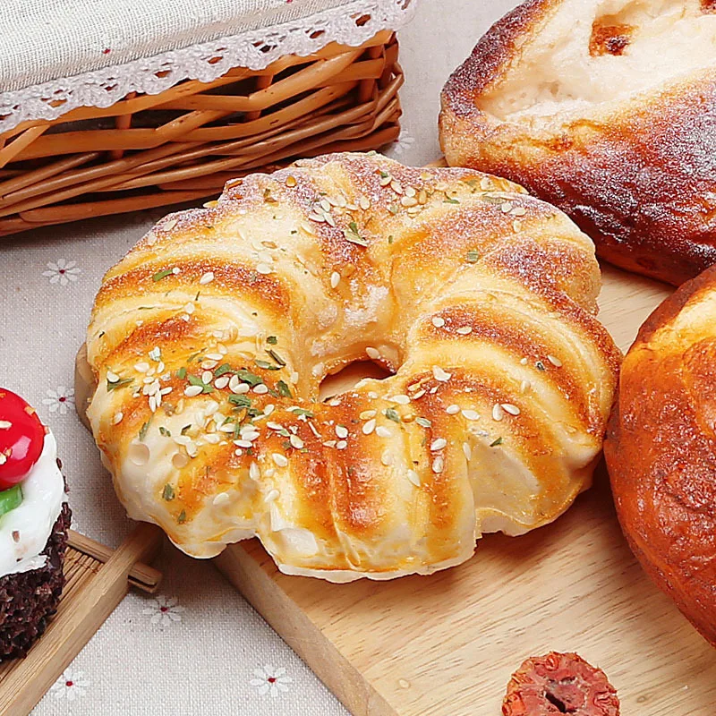 

PU Artificial Simulation Circle Sesame Bread Model Photography Props Home Decoration Window Display