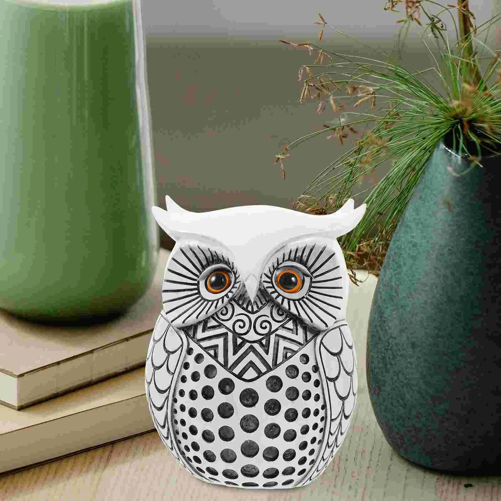 

Owl Ornament Office Ornaments Decorative Statue Desktop Resin Patio Figurine Shaped Adornment Garden Animal