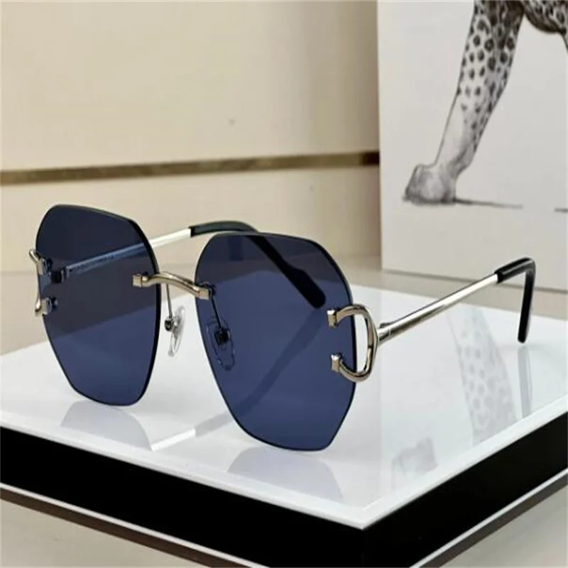 

Design Sunglasses For Men and Women Summer 0396 Style Anti-Ultraviolet Retro Plate Metal Frameless Glasses Random Box 0396S