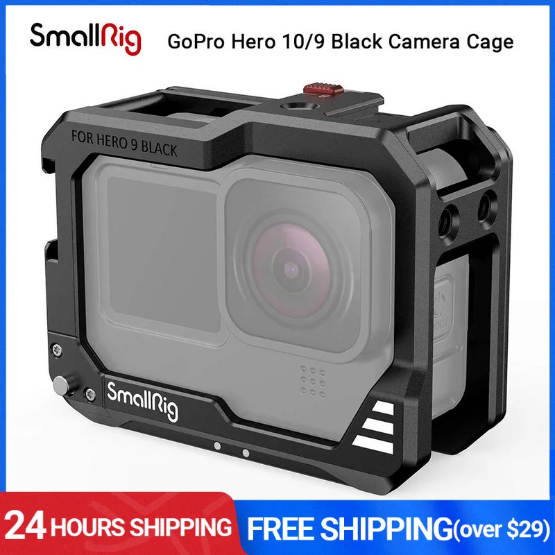 

Клетка SmallRig для GoPro Hero10/клетка Hero9, алюминиевые видеоклетки с 2 креплениями для холодного башмака для микрофона и светодиодной подсветки 3084B