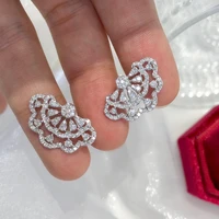micro pave lace flower zirconia earrings for women 2022 new delicate simple stud earring jewelry wholesale
