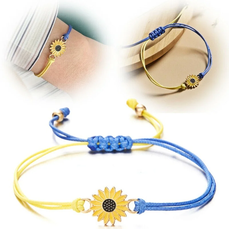 

Daisy Bracelet Sunflower Hand-woven Rope Charm Bracelets for Friend Couple Jewelry Travel Party Wrist Summer Fashion