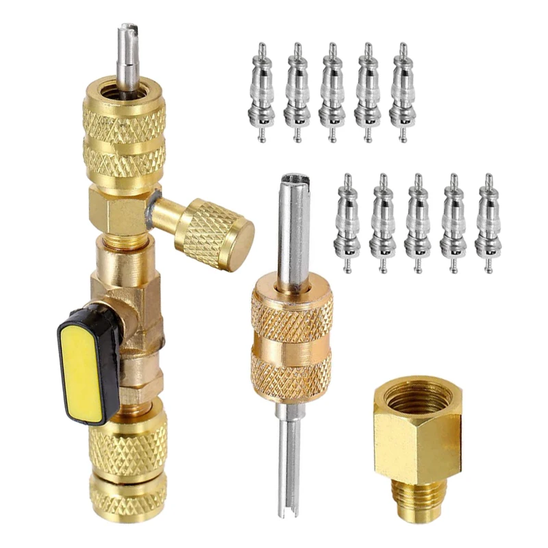 

1 компл. 1/4 "5/16" SAE HVAC инструмент для снятия сердечника клапана, двойной порт, подходит для R410A R22 R134A R12 R32