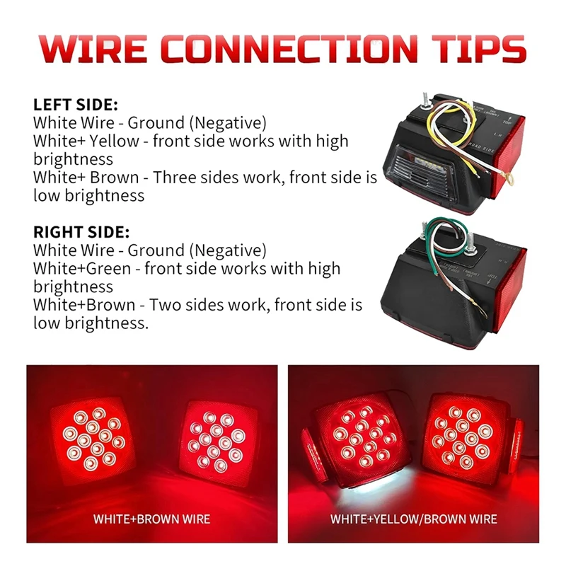 12 В квадратный фотоприцеп строительный комплект погружной IP68 задний габаритный