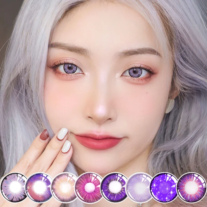 

2PCS/Pair Yearly Purple Contact Lenses For Eyes Cosplay Halloween Anime Accessories Color lens Eyes Makeup Pupil Contacts Lens