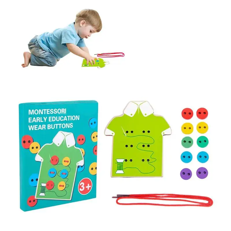 

String Board for Kids Lacing Toys for Toddlers Fine Motor Skills Learning Montessori Educational Learning Wooden Threading Board