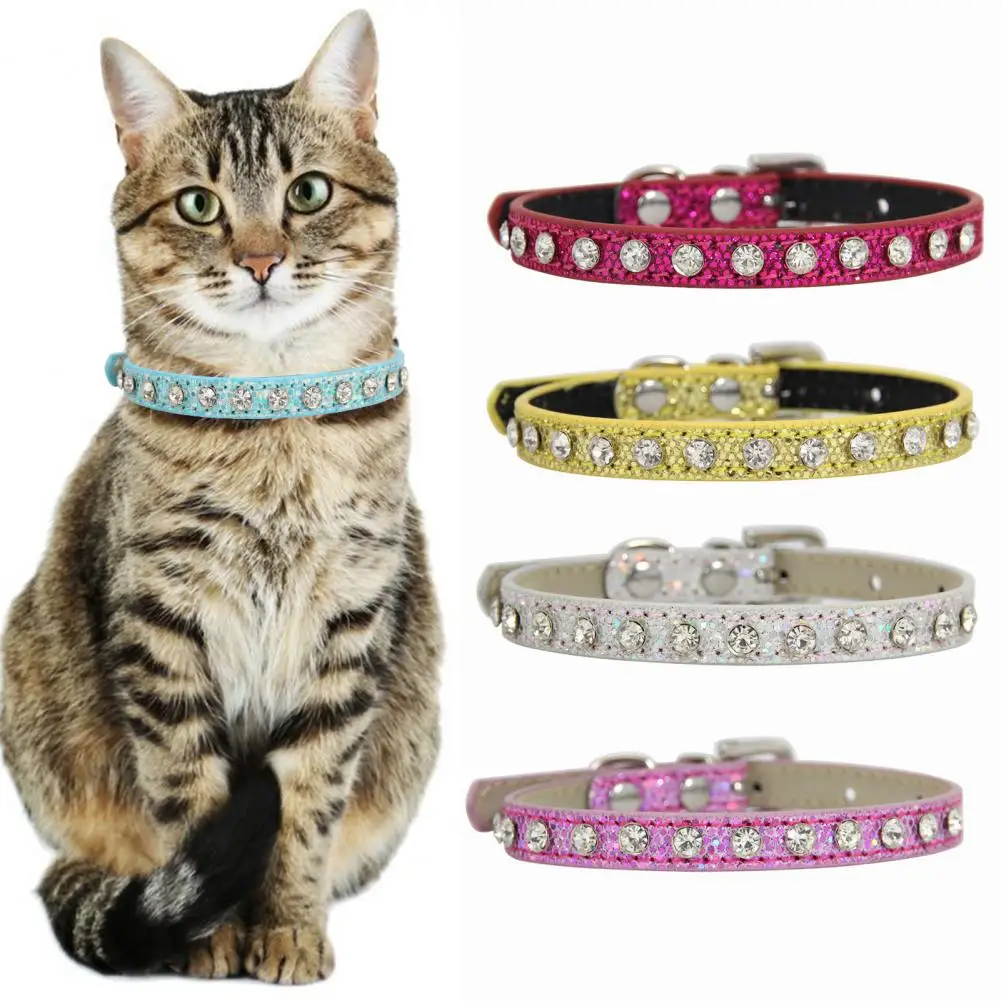 

Pet Collar Adjustable Reflective Dog Cat Rhinestones Neck Strap Pet Training Leash Pet Supplies