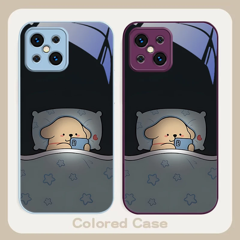 Staying up late dog male For Find X5 X3 Lite Reno 6 4Z 5G OPPO A72 79 73 58 A54S OnePlus Nord N200 Tempered glass phone case