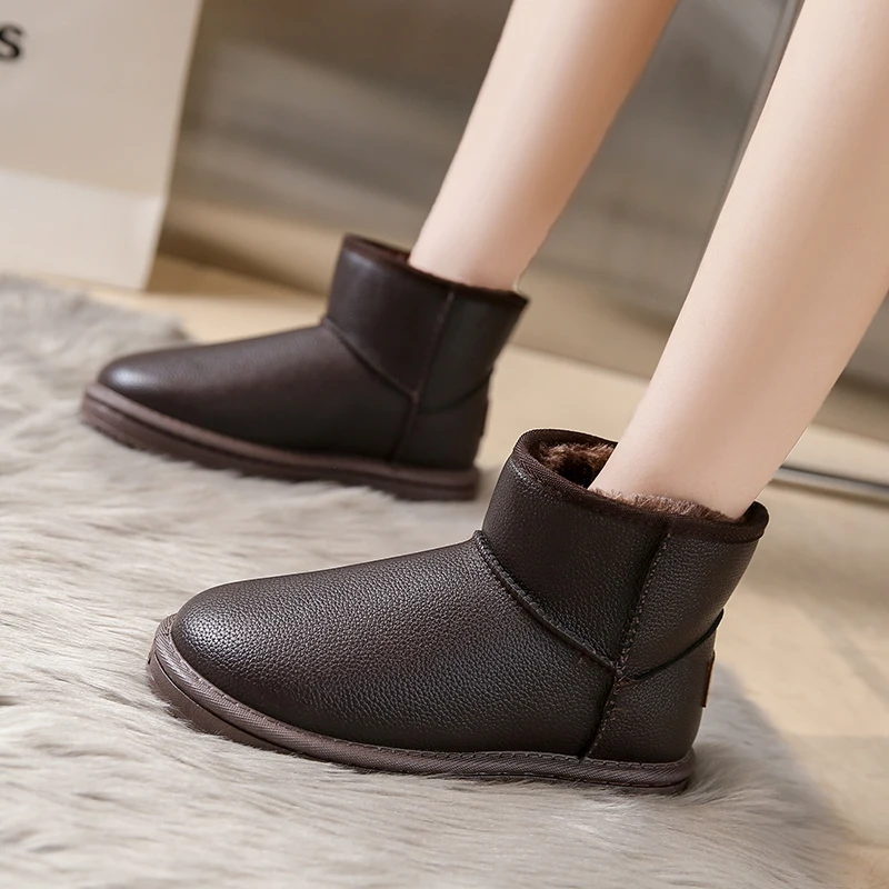 Snow Boots Women's Short-tube Thickened Cotton Shoes Non-slip Winter New Set Foot Student Women's Shoes 2022 Warm Nude Boots