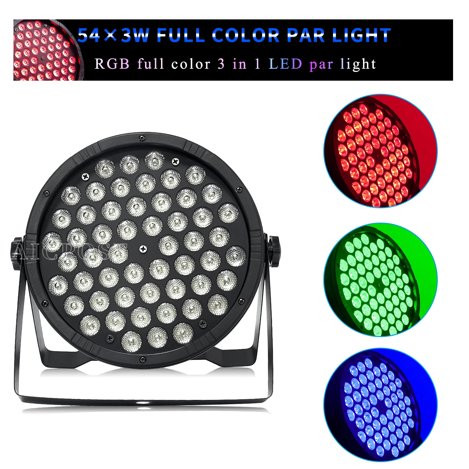 

54x3W RGB 3in1 LED Par Light with DMX512 Control Effect Stage Flat Spotlight for Party Wedding DJ Disco Stage Lighting