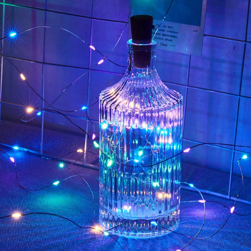 

LED Cork Lamp 1M 2M String Lamp Copper Wire Light Garland Bottle Stopper for Glass Craft Wedding Christmas Decoration Fairy Lamp