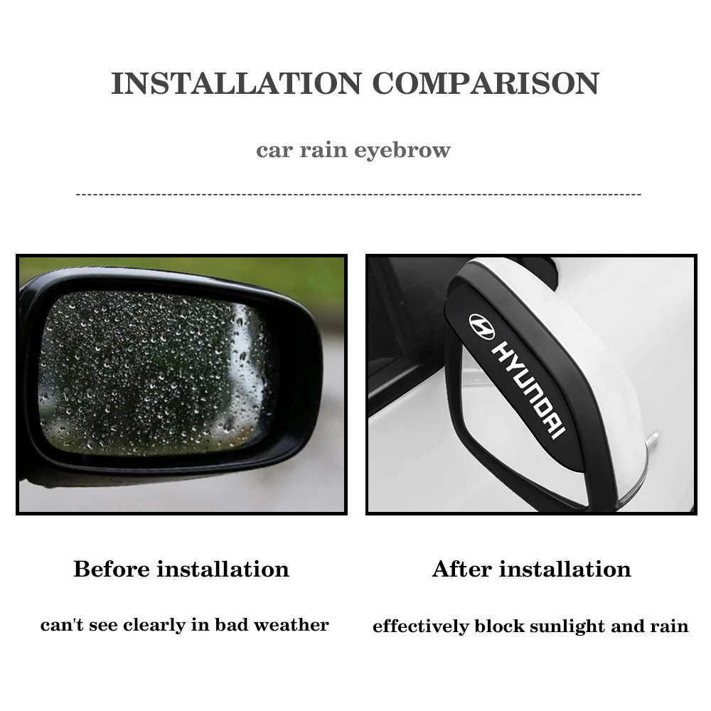 

Universal Car Rearview Mirror Rain Eyebrow Shield Shade Protector Cover For Hyundai i30 Tucson Elantra Venue Palisade Accent Etc