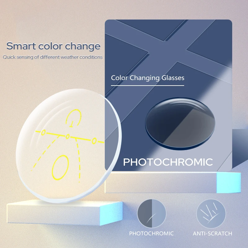 

VKYEE Photochromic Multi Focus Progressive CR-39 Resin Aspheric Glasses Lenses Myopia Hyperopia UV400 Sun Prescription Lenses