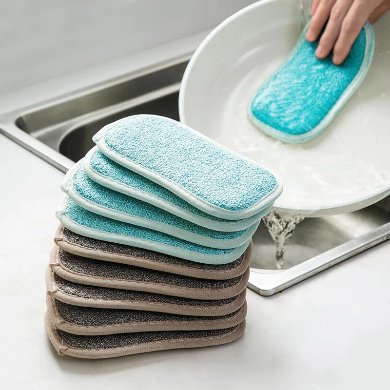 

Double Sided Sponge Kitchen Cleaning Towel Kitchenware Brushes Anti Grease Wiping Rags Absorbent Washing Dish Cloth Accessories