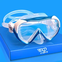 exp vision kids snorkel diving mask 180%c2%b0 panoramic swim mask anti fog tempered glass lens swimming goggles with nose cover
