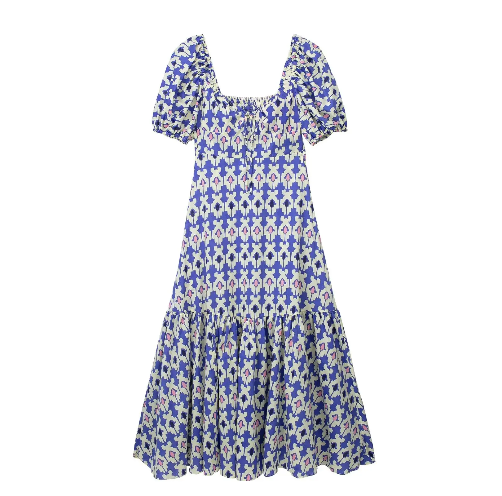 

Женское винтажное платье-миди с рукавами-фонариками, лето 2023