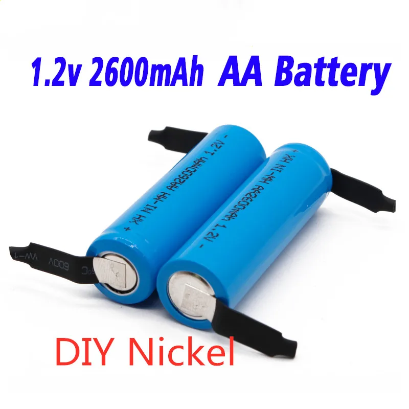 

2022 Nwe original AA Akku 1,2 V 2600mAh AA NiMH Batterie mit Solder Pins DIY Elektrische Rasierer zahnbürste spielzeug
