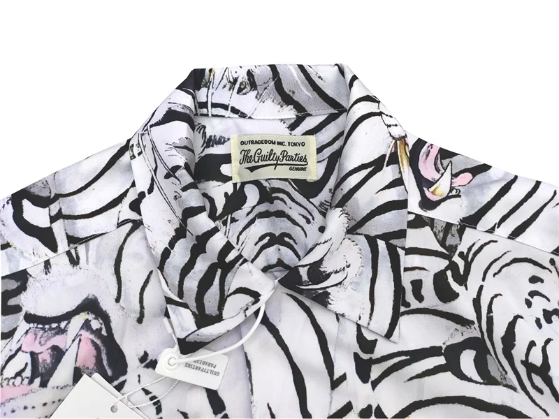 Best Quality Wacko Maria Shirt Long Sleeve Full Tiger Roar Head Graphic Print Hawaii Thin Men Women WACKO MARIA Shirt