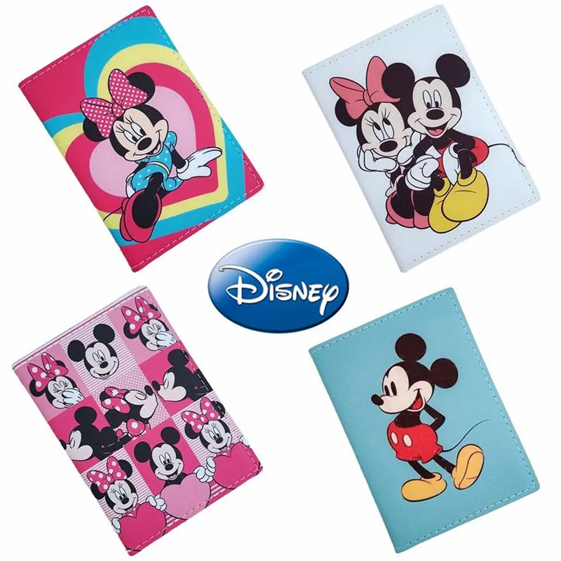 

Disney Women Passport Cover Mickey Mouse Cartoon Print Multifunction Card Holder Men Business Travel Passport Cover Accessories