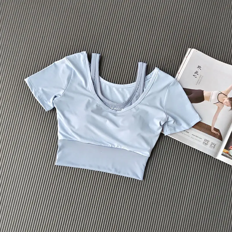 Новинка спортивные рубашки для йоги женская одежда бега фитнеса пикантный топ с