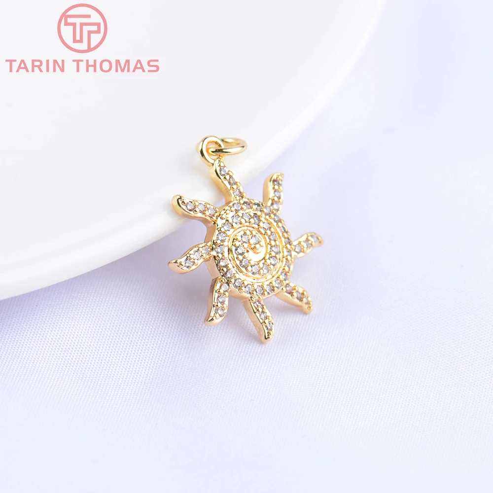 

Латунные подвески в виде подсолнуха с цирконом, 2 шт., 5507 мм, 24 Кар, Ювелирная фурнитура высокого качества «сделай сам», аксессуары для ювелир...