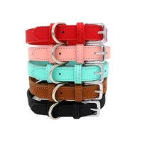 pet supplies dog collar pu adjustable zinc alloy solid color puppy collar for small and medium dog collars pet accessories