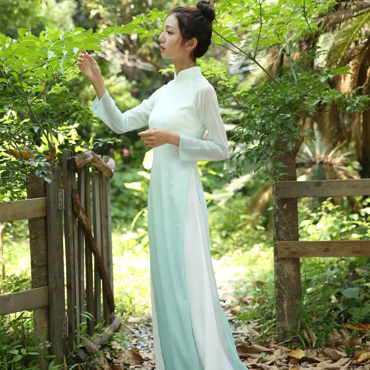 

Новинка Лето-Осень 2023, Женская традиционная вьетнамская одежда ao dai aodai, улучшенная шифоновая ткань