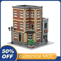 4064pcs customized moc city news donut shop modular street view building blocks bricks children birthday toys christmas gifts