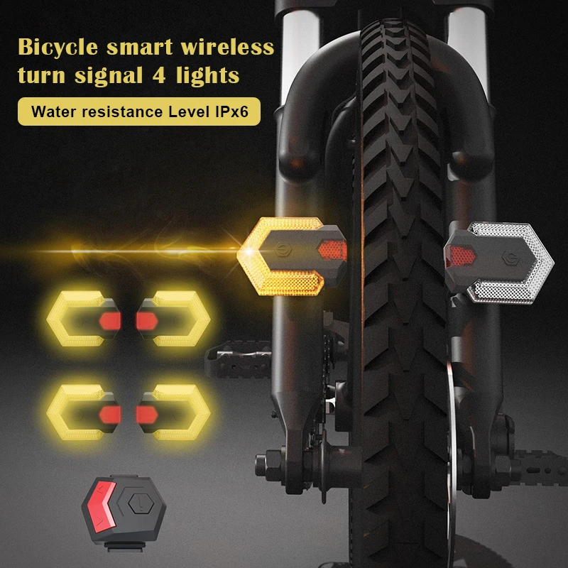 Intelligent Wireless Bike Turn Signal Lights Front And Rear LED Direction Indicator Bicycle Accessory enlarge