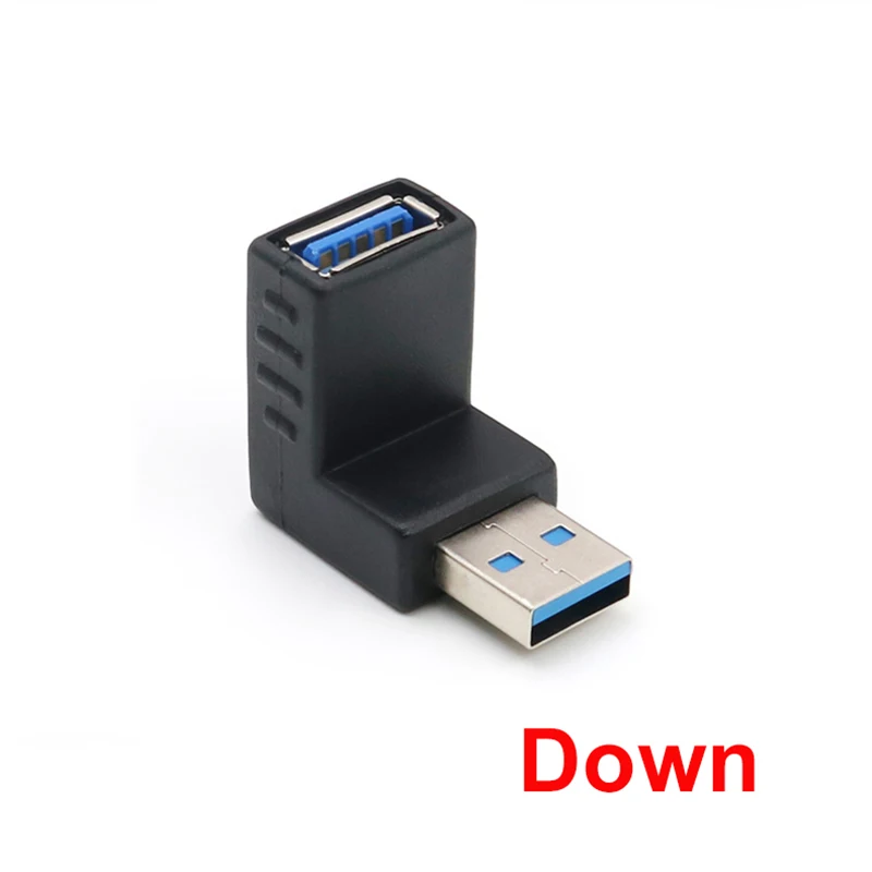 

Переходник-удлинитель с углом поворота 90 градусов влево вправо вверх вниз USB 3,0 A штекер-гнездо