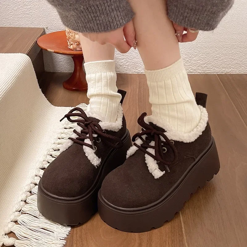 Новинка 2024 зимние женские ботинки повседневные однотонные плюшевые теплые