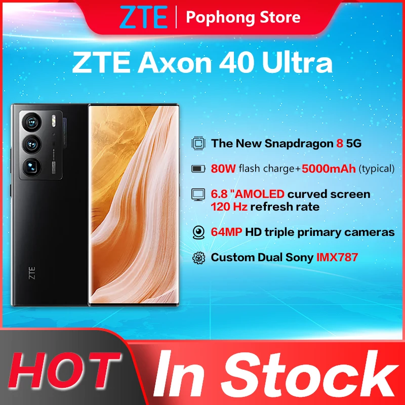 Cena Telefon Komórkowy ZTE Axon 40 Ultra 5G 6. 8-calowy Elastyczny Zakrzywiony Pod Kamerą Snapdagon 8 Gen 1 Ocat Core 64MP Potrójne Kamery Najtaniej Telefon Komórkowy ZTE Axon 40 Ultra 5G 6. 8-calowy Elastyczny Zakrzywiony Pod Kamerą Snapdagon 8 Gen 1 Ocat Core 64MP Potrójne Kamery