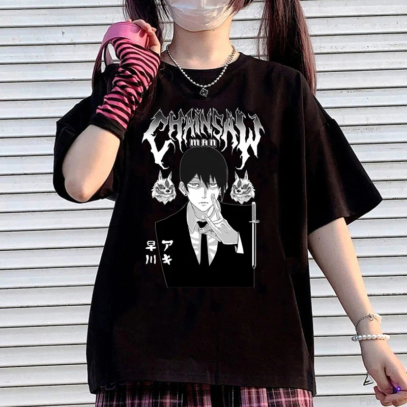 

Мужская одежда с Бензопилой, летний топ, женская футболка с принтом в японском стиле, футболка в винтажном стиле