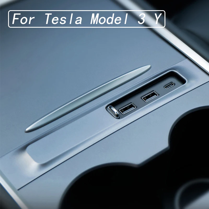 

For Tesla Model 3 Y USB Hub Docking Station 27W Fast Charger 3 Port USB Adapter Charging Power Splitter Extender