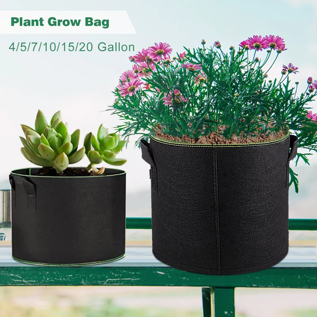

5Pcs 4/5/7/10/15/20 Gallon Grow Bags Nonwoven Plant Fabric Pots with Handles for Garden Vegetable Flower Plant Seedling Growing