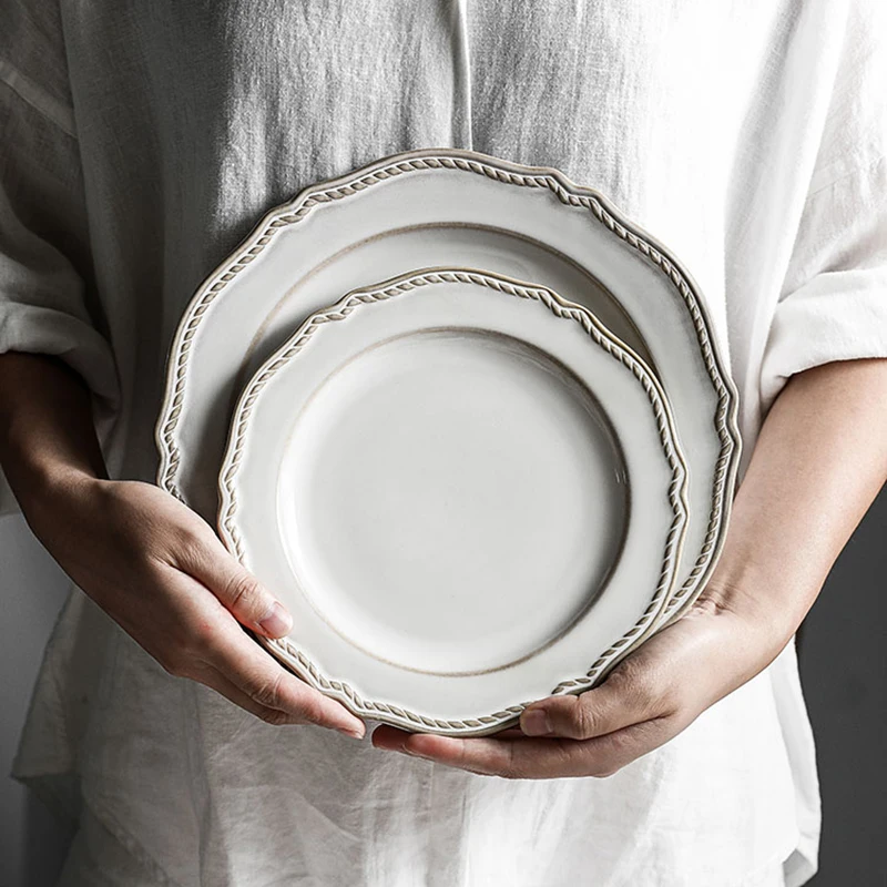 

Набор тарелок в скандинавском стиле для свадьбы, японские суши, макаронные изделия, костяная фарфоровая десертная тарелка, столовые прибор...