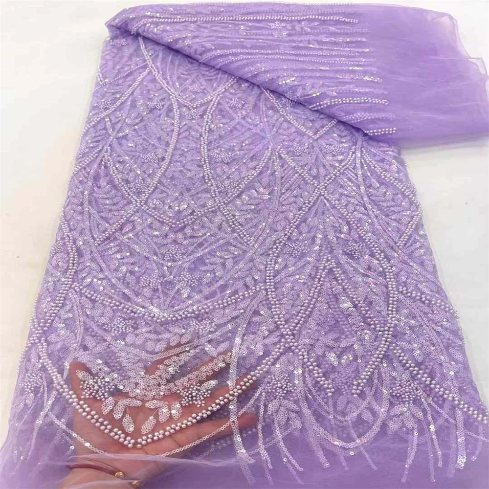 Африканская французская кружевная ткань с бисером 2024 высококачественное