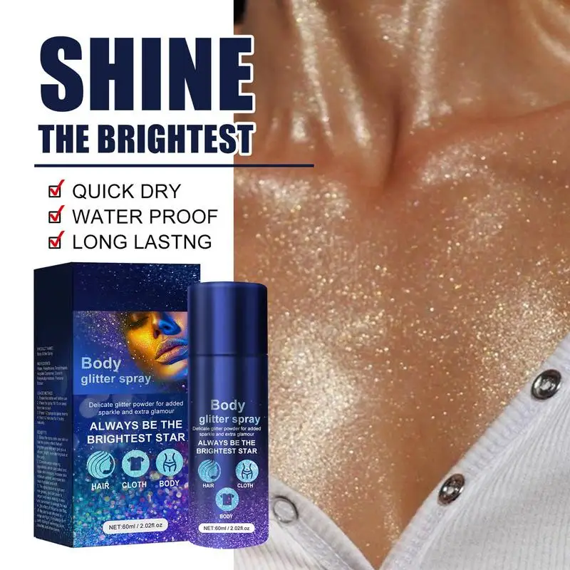 Блестящий спрей для всего тела стойкий Мерцающий Порошок женщин ежедневные