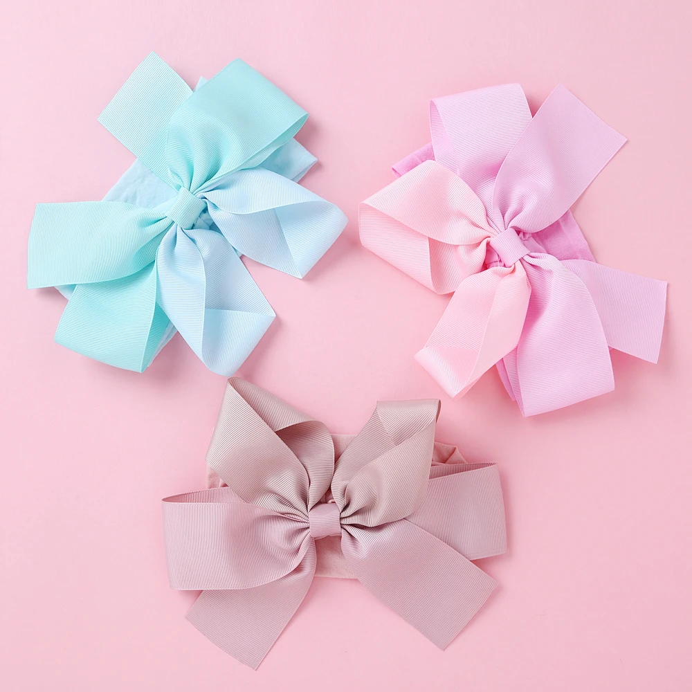 

Cute Big Bow Headband Baby Girl Nylon Elastic Hair Band For Babies Soft Colorful Infant Headwrap Newborn Hair Accessories