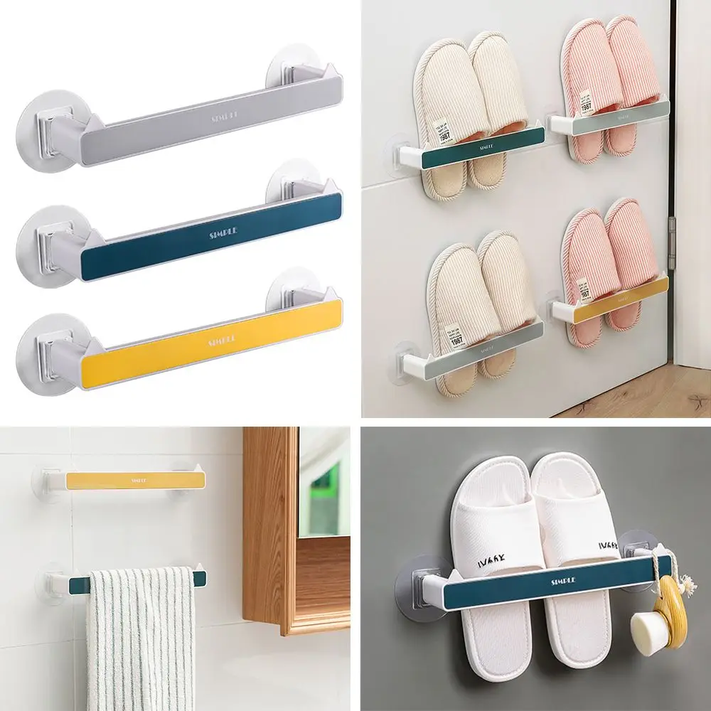 

New Multi-functional Bathroom Slipper Holder Wall Hanging Non Perforated Creative Home Shoe Towel Storage Rack Shelf