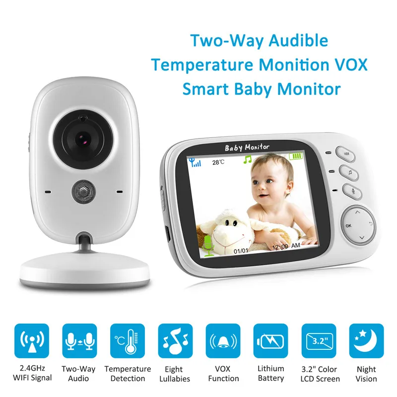 

VB603 Video Baby Monitor 2.4G Wireless with 3.2 Inches LCD 2 Way Audio Talk Night Vision Surveillance Security Camera Babysitter
