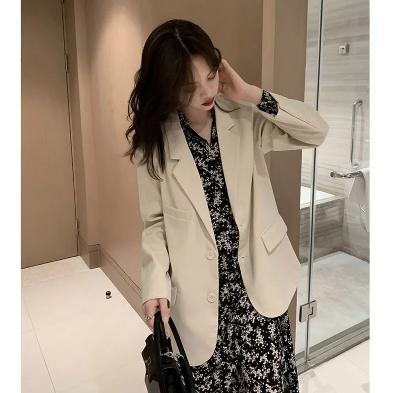

Женский элегантный костюм-двойка с цветочным принтом, свободный пиджак с длинным рукавом